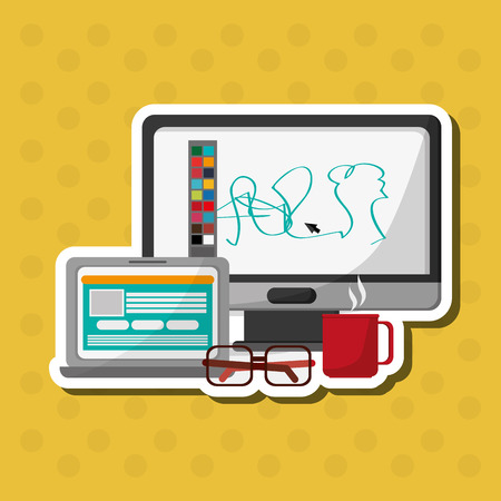 Office with icon design, vector illustration 10 eps graphic.のイラスト素材