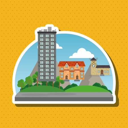 nature city concept with icon design, vector illustration 10 eps graphic.のイラスト素材