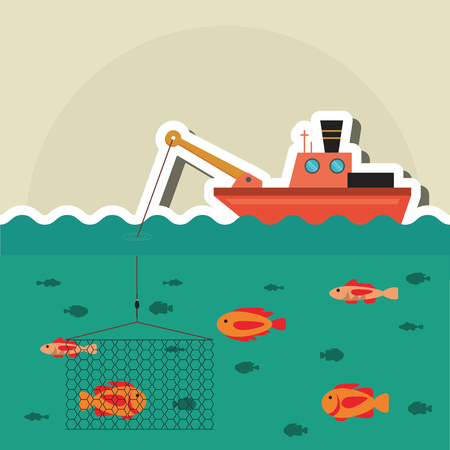 Fishing boat concept with icon design, vector illustration 10 eps graphic.のイラスト素材