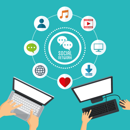 Social media  concept with icon design, vector illustrationのイラスト素材