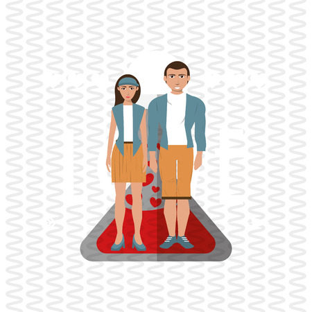 Love concept with icon design, vector illustration couple and heartのイラスト素材