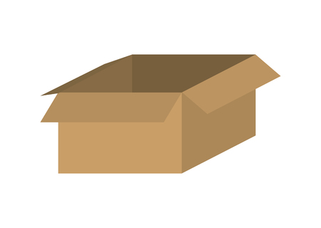 open empty brown cardboard box vector illustration isolated over whiteのイラスト素材