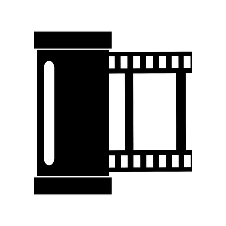simple black photographic film roll vector illustration isolated over whiteのイラスト素材