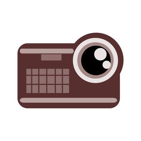 brown white and black videocamera with lens in the upper right corner vector illustration isolated over whiteのイラスト素材