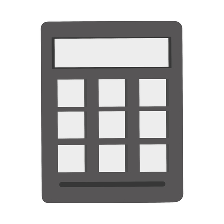 grey calculator with 9 buttons vector illustration isolated over whiteのイラスト素材