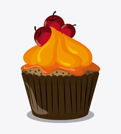 Decorated Cupcake with bakery cream design over isolated backgroundのイラスト素材