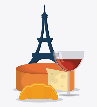 France represented by his tipical and culture eiffel tower design over isolated and flat illustrationのイラスト素材