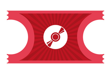 red movie ticket with cd icon on it vector illustrationのイラスト素材