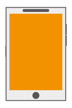 white cellphone with front button and yellow screen vector illustrationのイラスト素材