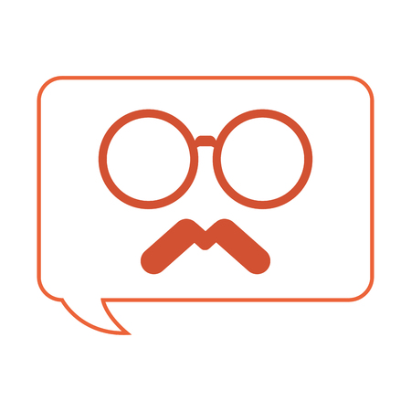 orange classic frame glasses with mustache below inside converstation bubble vector illustrationのイラスト素材
