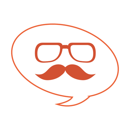 orange classic frame glasses with mustache below inside converstation bubble vector illustrationのイラスト素材