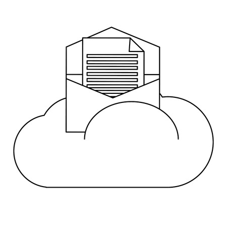 cloud holding envelope with document coming out of it vector illustrationのイラスト素材