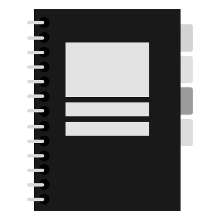 black and grey wired notebook with grey squares on the cover vector illustrationのイラスト素材