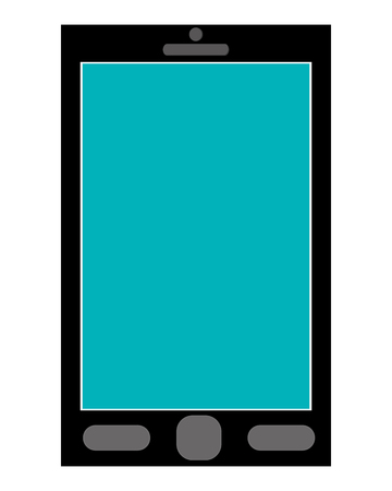 black cellphone with three buttons below the blue screen vector illustrationのイラスト素材