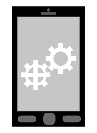cellphone black cellphone with five buttons below the screen vector illustrationのイラスト素材