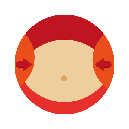 orange circle with the waist of a woman with red arrows pointing vector illustrationのイラスト素材