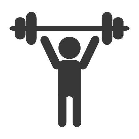 grey silhouette of person lifting a barbell vector illustrationのイラスト素材