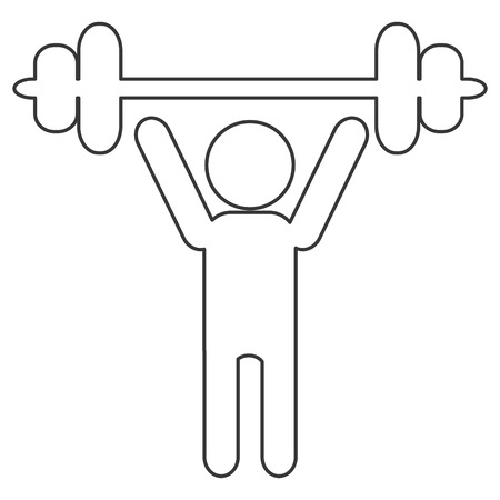 simple black line person lifting barbell vector illustrationのイラスト素材