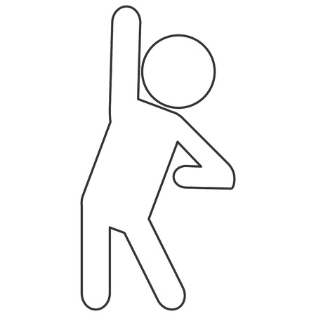 simple black line person stretching vector illustrationのイラスト素材