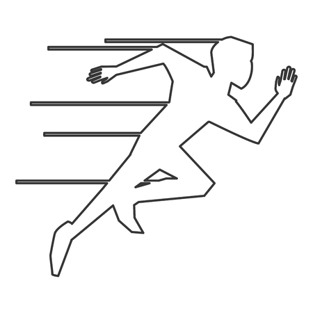 simple black line person running vector illustrationのイラスト素材
