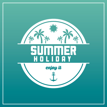 Summer Holidays represented by palm tree over circle design. colorfull illustrationのイラスト素材