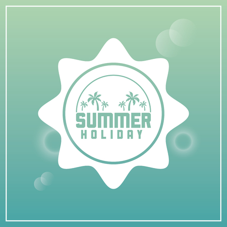 Summer Holidays represented by palm tree over circle design. colorfull illustrationのイラスト素材
