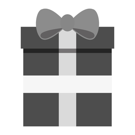 flat design grey gift box with bow on top vector illustrationのイラスト素材
