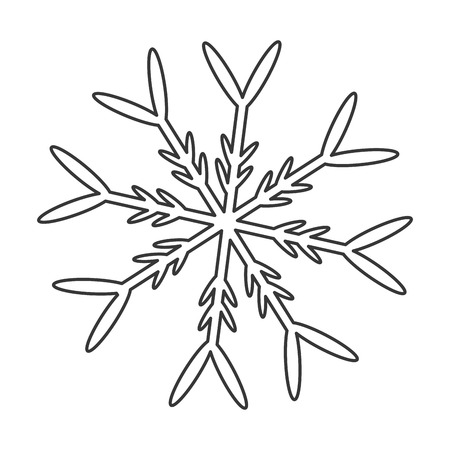 flat design grey line snowflake icon vector illustrationのイラスト素材