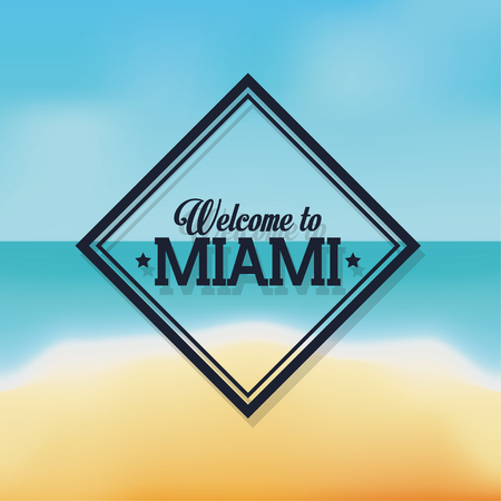 Miami Florida concept represented by frame design. beach and summer backgroundのイラスト素材
