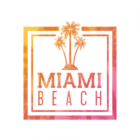 Miami Florida concept represented by Palm tree plant design. isolated and flat backgroundのイラスト素材