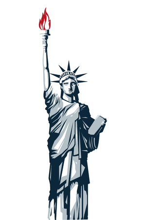 simple flat design full body blue scale statue of liberty vector illustrationのイラスト素材