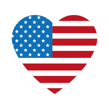 flat design united states flag heart shape badge vector illustrationのイラスト素材