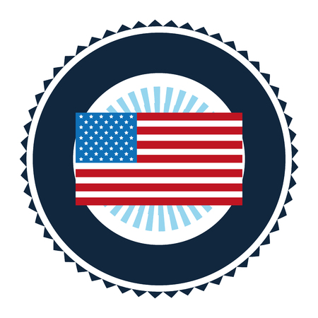 flat design united states flag with blue striped background round badge vector illustrationのイラスト素材