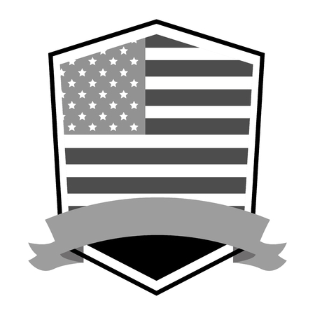 black and grey flat design united states flag badge vector illustrationのイラスト素材