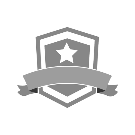 grey flat design of shield with star and banner vector illustrationのイラスト素材