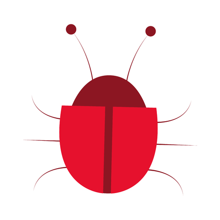 simple flat design of red round bug icon vector illustrationのイラスト素材