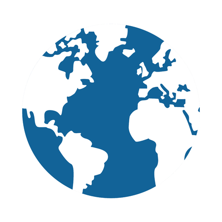 simple flat design world globe with water and land distinction vector illustrationのイラスト素材