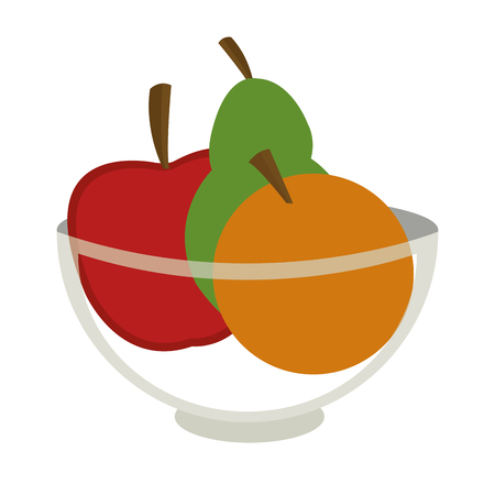 flat design different fruits in glass bowl icon vector illustrationのイラスト素材