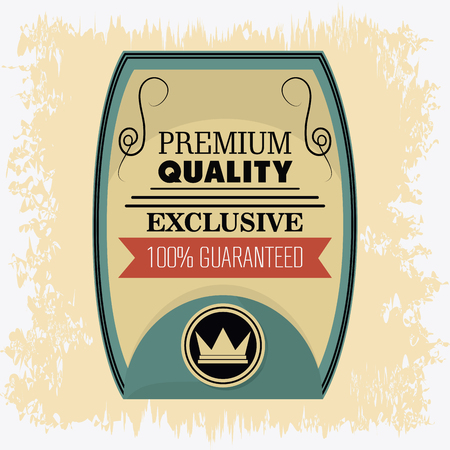 Premium and Quality concept represented by retro frame label icon. Grunge graphic. Colorfull and flat illustrationのイラスト素材