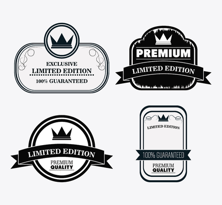 Premium and Quality concept represented by retro label with ribbons icon set. isolated and flat illustration.のイラスト素材