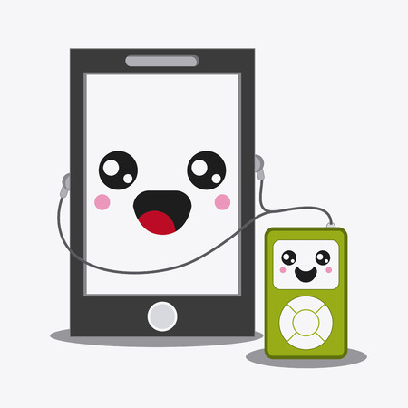 technology concept represented by smartphone and mp3 cartoon icon. Colorfull and flat illustrationのイラスト素材