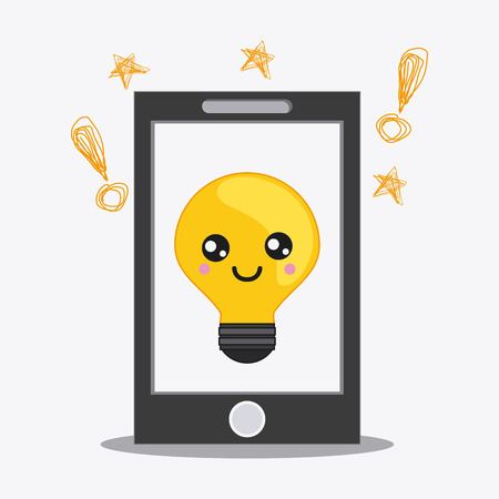 technology concept represented by bulb inside smartphone cartoon icon. Colorfull and flat illustrationのイラスト素材