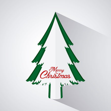 Merry Christmas concept represented by pine tree icon. Colorfull and flat illustrationのイラスト素材