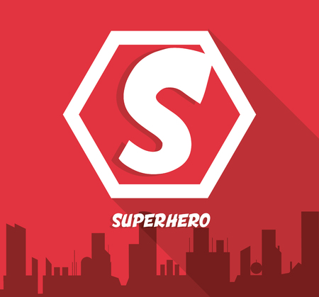 Superhero concept represented by sign over ciy scene icon. Colorfull and flat illustrationのイラスト素材