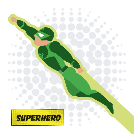 Superhero concept represented by male cartoon with disguise. Colorfull and flat illustration. Pointed backgroundのイラスト素材