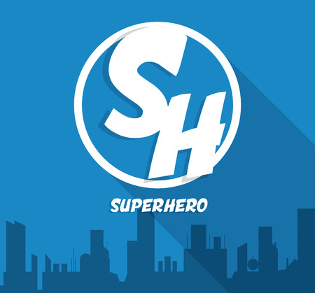Superhero concept represented by sign over ciy scene icon. Colorfull and flat illustrationのイラスト素材