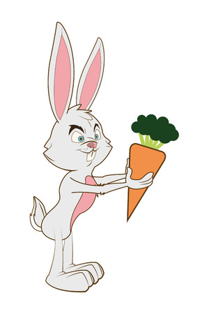 flat design full body rabbit cartoon vector illustrationのイラスト素材
