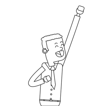 simple black line happy businessman icon vector illustrationのイラスト素材