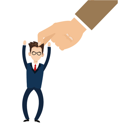 flat design hand holding businessman with raised hands icon vector illustrationのイラスト素材