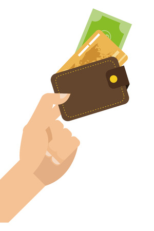simple flat design hand holding credit cards icon vector illustrationのイラスト素材